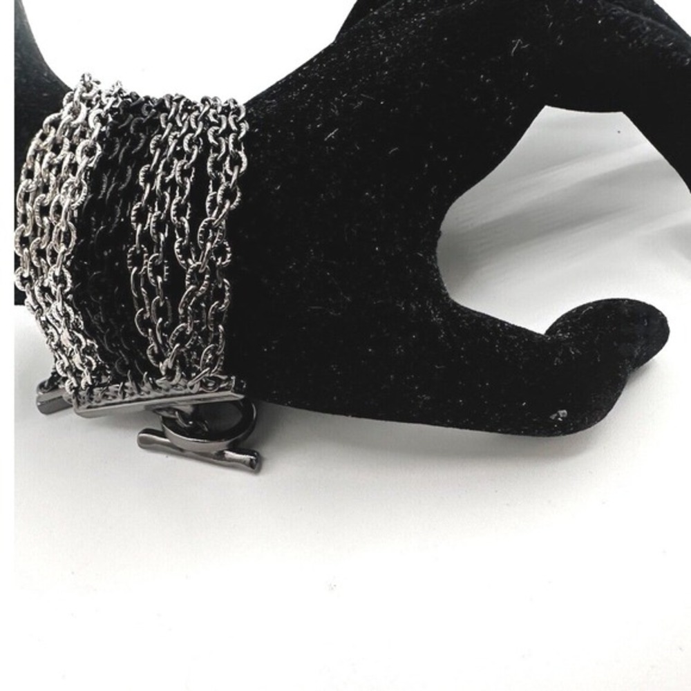 Chicos Multi Strand Chain Bracelet Silver Tone Toggle Clasp Fashion Jewelry J-01